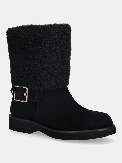 BOSS botki Eleri damskie kolor czarny na płaskim obcasie 50552748 - zdjęcie produktu nr 1