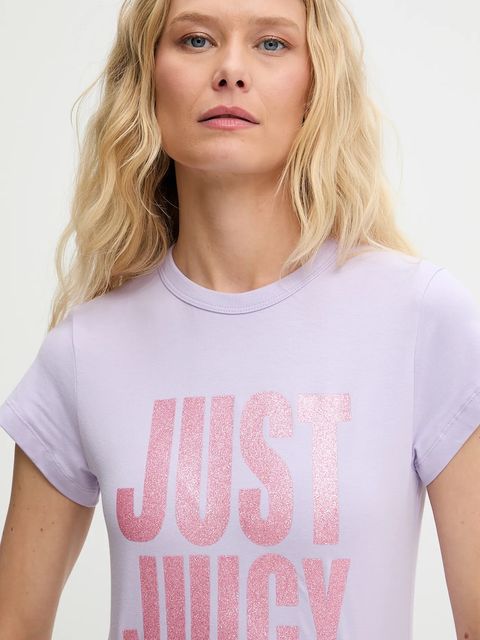 Juicy Couture t-shirt JUST JUICY HILTON T-SHIRT damski kolor fioletowy JCNCT225456