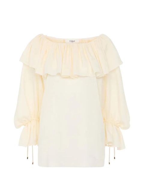 Chloé ruffled long-sleeve blouse - Neutrals - zdjęcie produktu nr 1