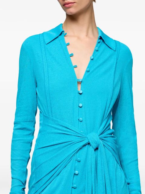 GANNI tie-detail buttoned midi dress - Blue