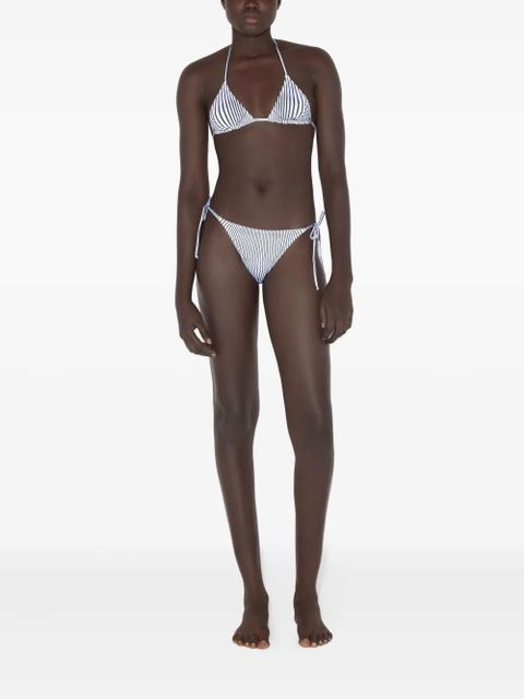 Jean Paul Gaultier pinstripe tie bikini top - White