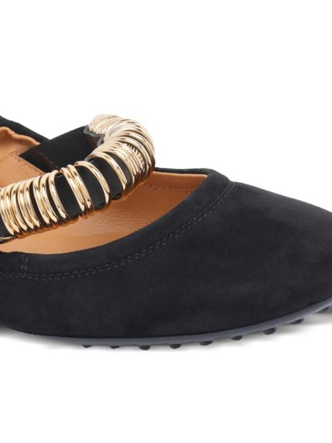 Tod's ring-detail suede ballet flats - Black