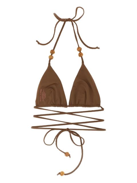 Magda Butrym bead-detail bikini top - Brown