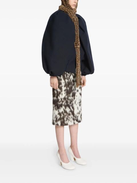 DRIES VAN NOTEN cowhide-print midi skirt - Brown