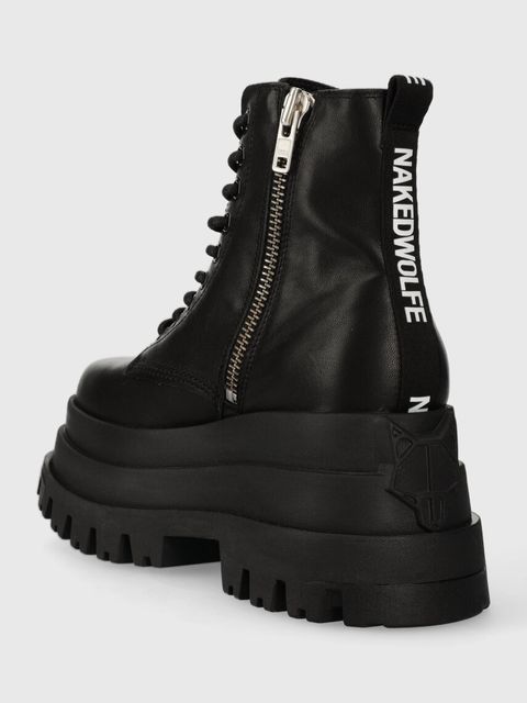 Naked Wolfe workery skórzane Sloane damskie kolor czarny na platformie