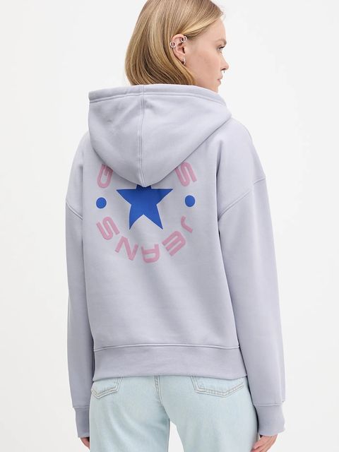 Guess Jeans bluza damska kolor fioletowy z kapturem z nadrukiem W5BQ24 KC811 - zdjęcie produktu nr 1