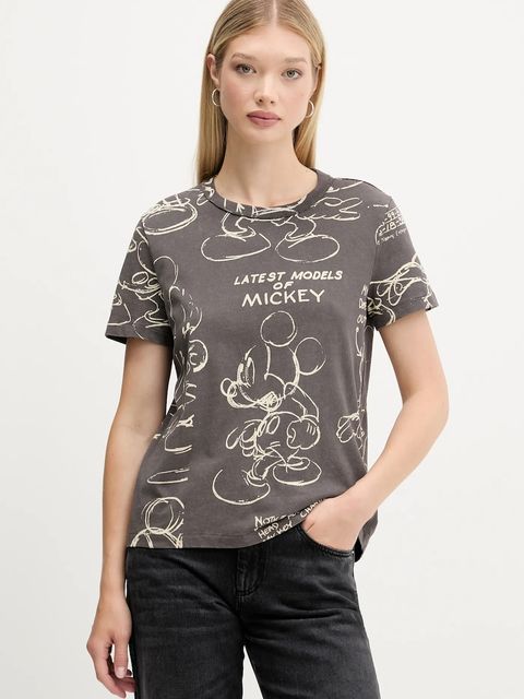 Desigual t-shirt bawełniany MICKEY SKETCH damski kolor szary 25WWTK03 - zdjęcie produktu nr 1