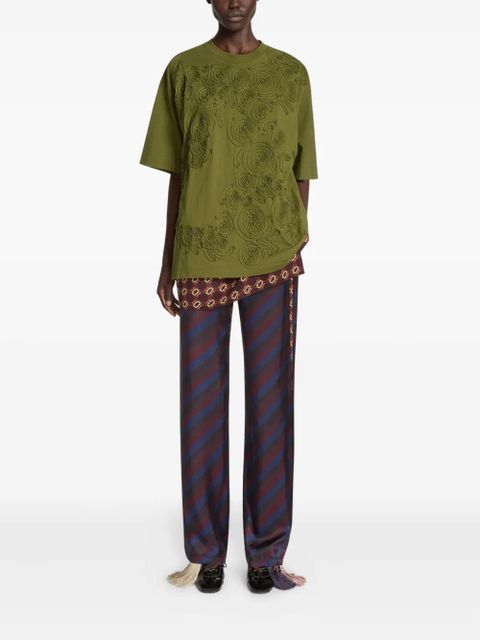DRIES VAN NOTEN embroidered floral T-shirt - Green - zdjęcie produktu nr 2