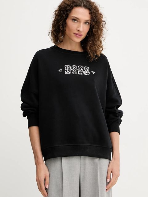 BOSS Orange bluza bawełniana damska kolor czarny z aplikacją 50546961 - zdjęcie produktu nr 1