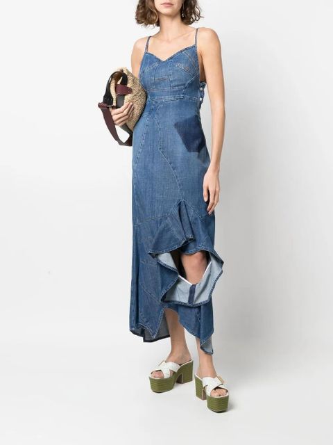LOEWE asymmetric denim ruffle dress - Blue - zdjęcie produktu nr 2