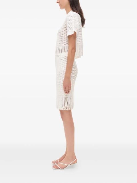 Simkhai Xavia lattice-knit fringe skirt - White - zdjęcie produktu nr 2