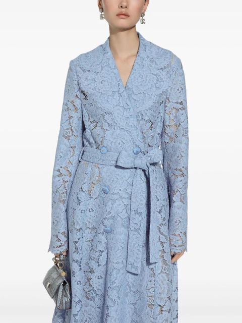 Dolce & Gabbana DNA cordonetto-lace trench coat - Blue