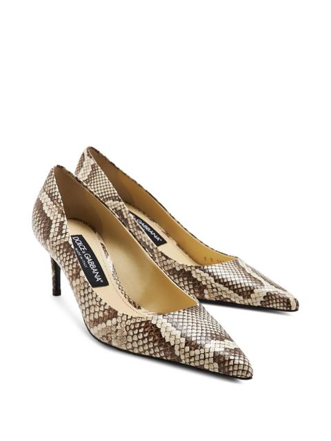 Dolce & Gabbana snake-print logo pumps - Neutrals
