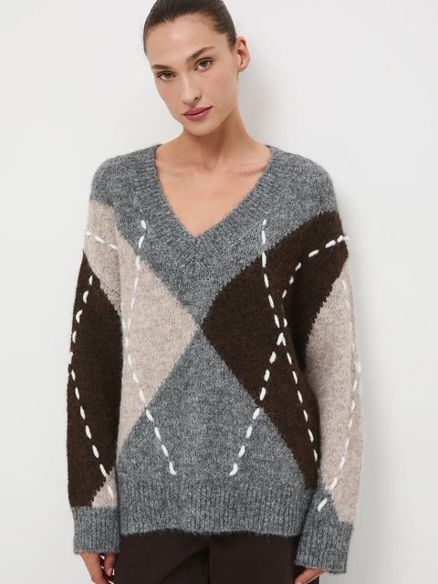 Medicine sweter z domieszką wełny damski kolor multicolor ciepły - zdjęcie produktu nr 2