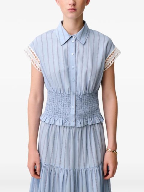 Claudie Pierlot stripe-pattern smocked-waist shirt - Blue