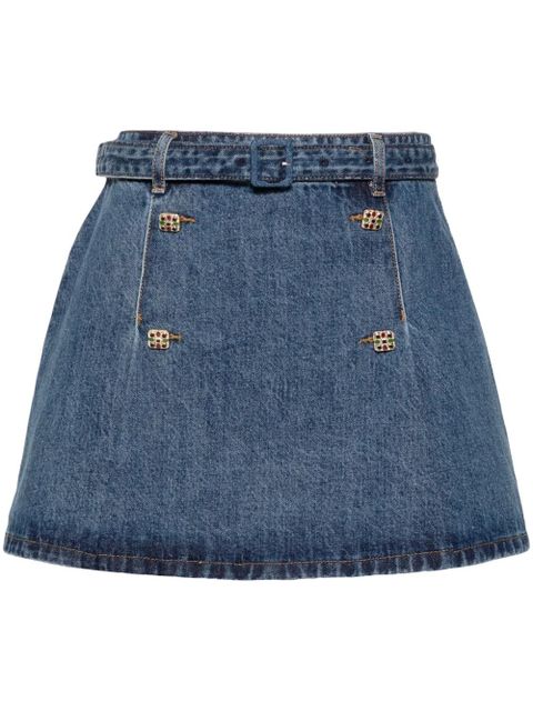 Self-Portrait Rock denim miniskirt - Blue