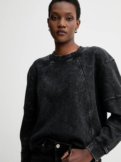 G-Star bluza bawełniana Washed 3D sleeve a line damska kolor czarny gładka D27167-D969