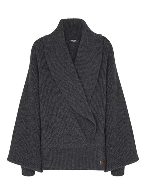 Balmain wrap-effect ribbed jumper - Grey - zdjęcie produktu nr 1