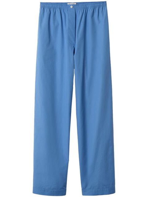 Miu Miu embroidered-logo poplin trousers - Blue - zdjęcie produktu nr 1