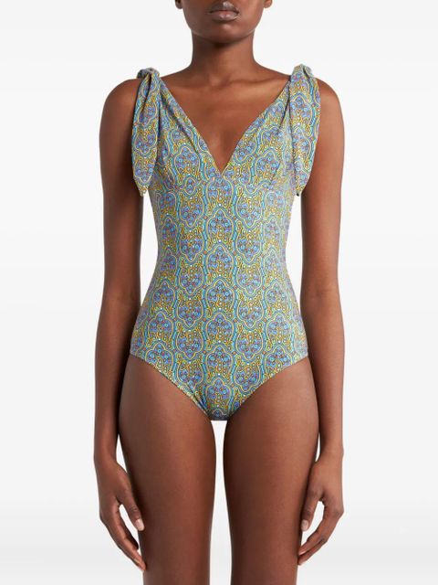 ETRO printed tie-shoulder swimsuit - Blue - zdjęcie produktu nr 2