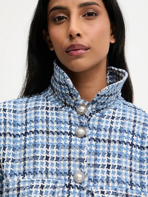 Answear.LAB marynarka kolor niebieski jednorzędowa wzorzysta