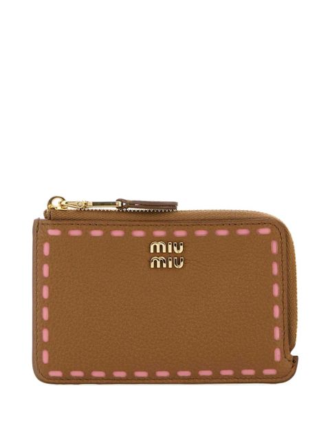 Miu Miu leather card holder - Brown - zdjęcie produktu nr 1
