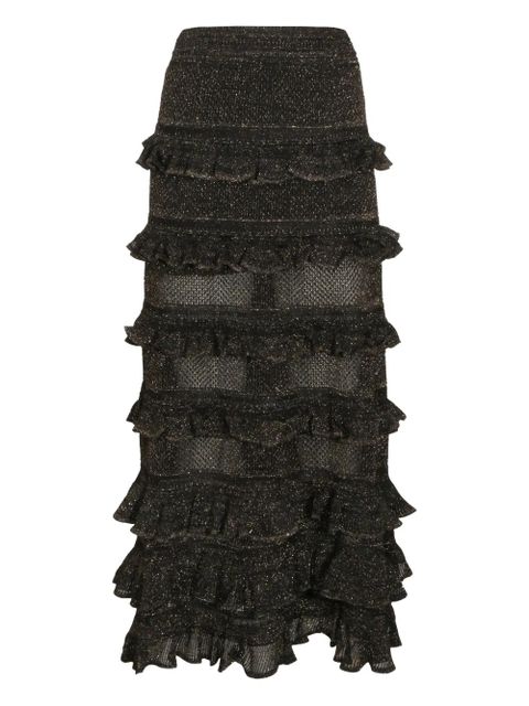 ZIMMERMANN midi ruffled tiers skirt - Black - zdjęcie produktu nr 2