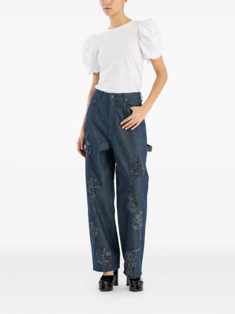 ROTATE BIRGER CHRISTENSEN rose-embroidery five-pocket jeans - Blue - zdjęcie produktu nr 2