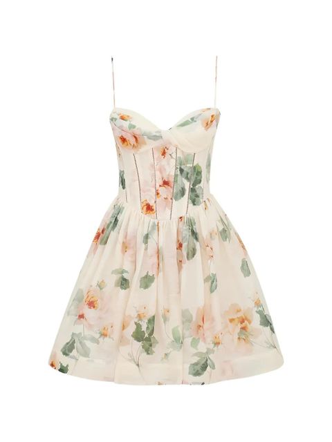 ZIMMERMANN Carousel floral-print mini dress - Neutrals - zdjęcie produktu nr 1