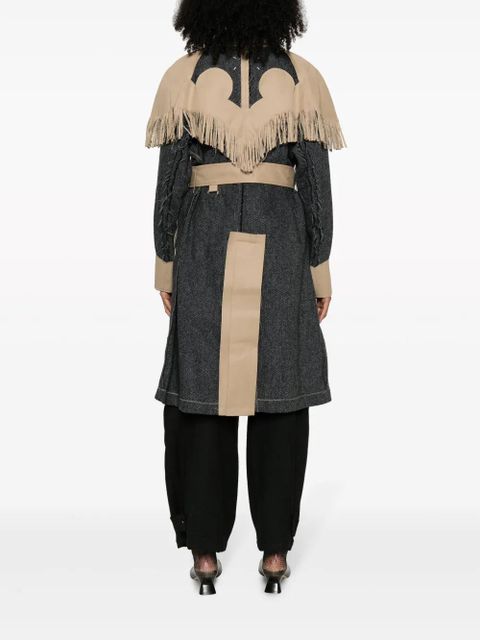 Maison Margiela fringed panelled single-breasted coat - Neutrals