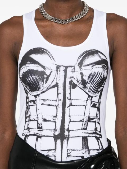 Jean Paul Gaultier trompe l'oeil print top - White
