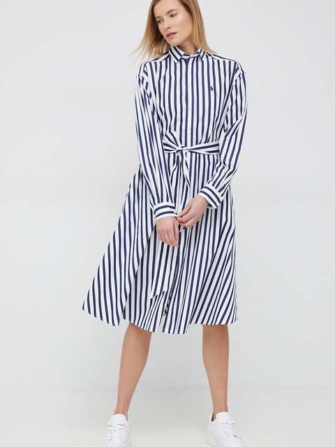 Polo Ralph Lauren sukienka bawełniana kolor granatowy mini rozkloszowana