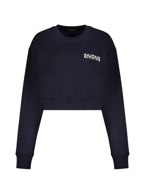 Balmain cropped logo sweatshirt - Blue - zdjęcie produktu nr 1