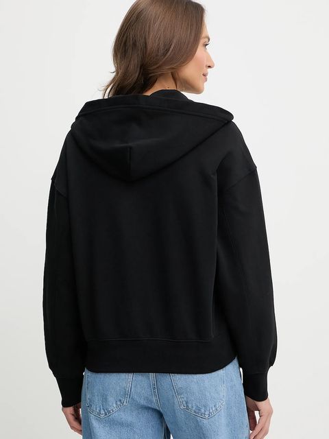 Calvin Klein bluza bawełniana damska kolor czarny z kapturem gładka LV044C211G - zdjęcie produktu nr 2