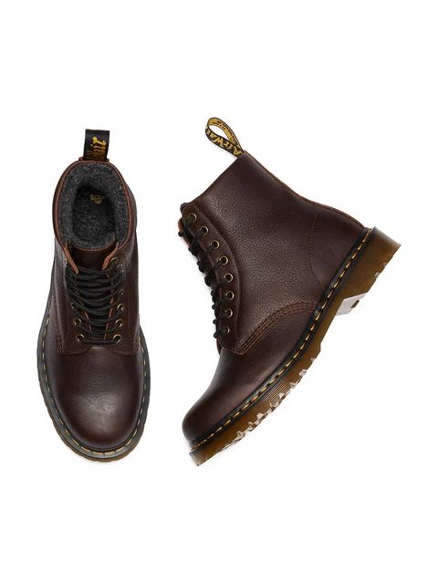 Dr. Martens workery skórzane 1460 Pascal Warm Lined damskie kolor brązowy na platformie DM31873201