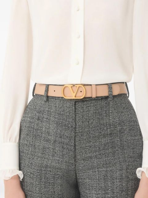 Valentino Garavani VLogo Signature reversible shiny calfskin belt - 30mm / 1.2 in. - Black