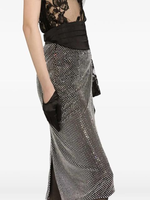 Dolce & Gabbana crystal mesh midi skirt - Silver