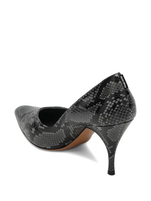 Miu Miu 85mm snakeskin stiletto pumps - Grey