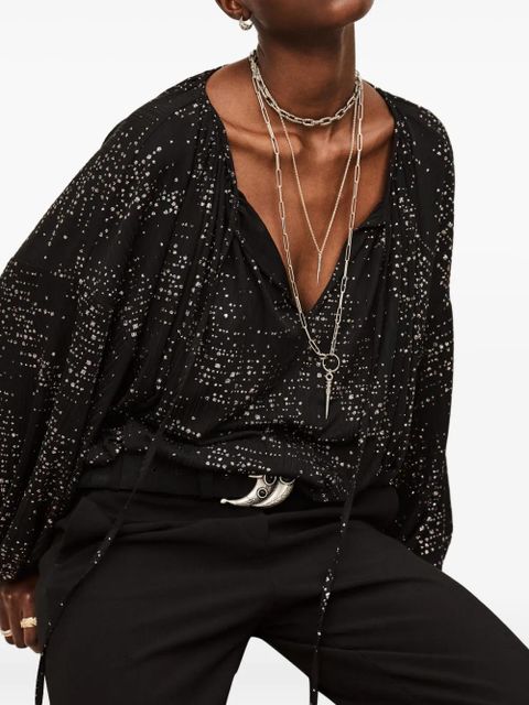 Ba&Sh Torny tie detail patterned top - Black