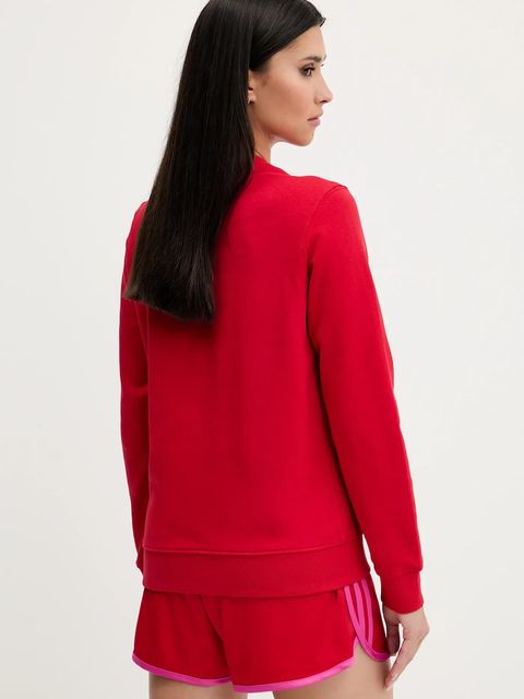 Tommy Jeans bluza bawełniana damska kolor czerwony z nadrukiem DW0DW20942
