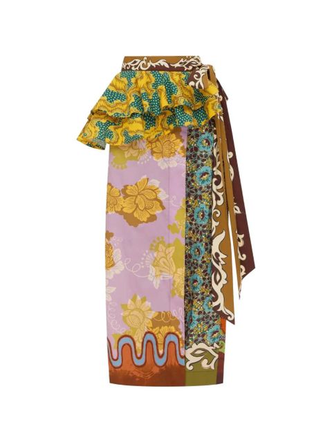 ALEMAIS Arnie ruffled print midi skirt - Orange - zdjęcie produktu nr 1