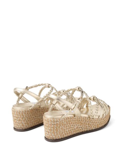 Jimmy Choo Nyra 60 braided wedge sandals - Gold