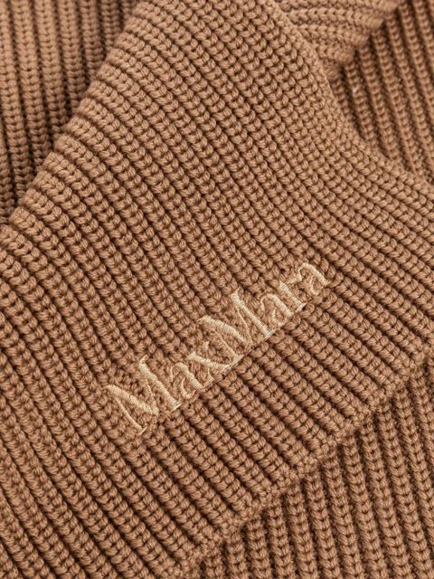 Max Mara ribbed high-neck virgin-wool scarf - Brown