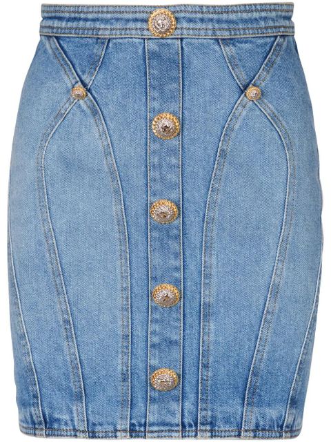 Balmain button-embellishment denim mini skirt - Blue - zdjęcie produktu nr 1