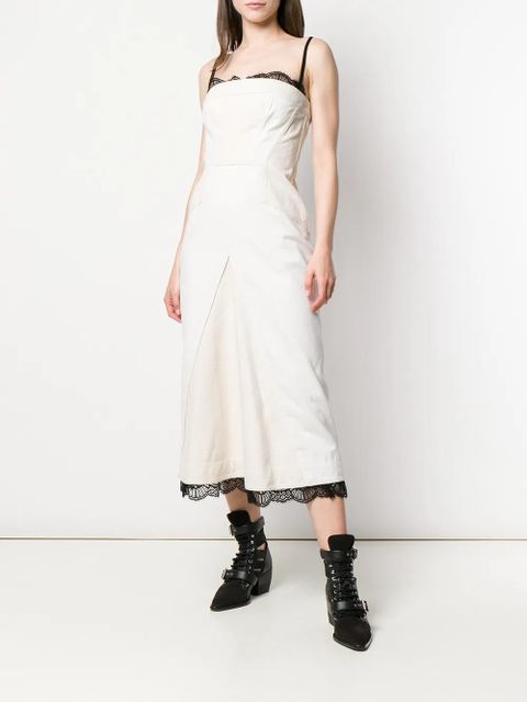 Alexander McQueen scalloped lace denim dress - Neutrals - zdjęcie produktu nr 2