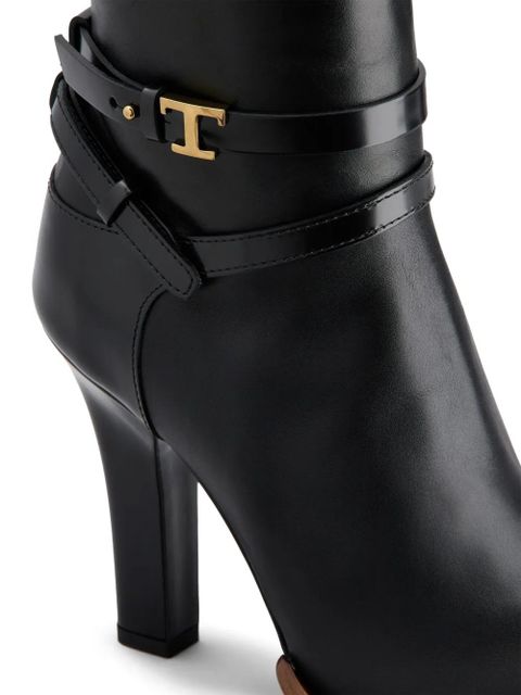 Tod's logo-plaque leather boots - Black