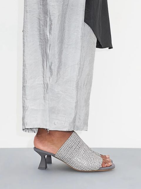 Miista klapki Marilia damskie kolor srebrny na słupku E8_3846