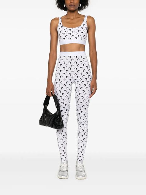 Marine Serre crescent moon-print leggings - White - zdjęcie produktu nr 2