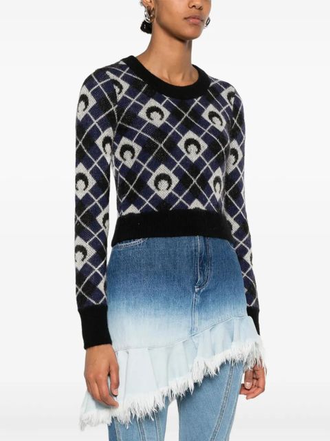 Marine Serre Moon argyle-knit sweater - Black