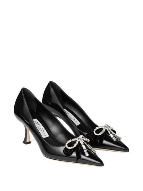 Jimmy Choo 70mm Auria crystal-bow pumps - Black - zdjęcie produktu nr 2